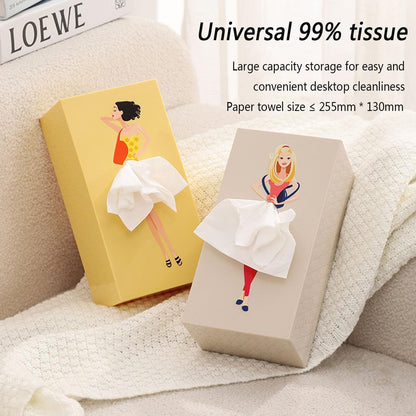 Cartoon Girl Tissue Box,Lady Skirt Tissue Box Cover,Creative Tissue Boxes Holder Cute Lady Skirt Tissue Box for House Bathroom Living Room Bedroom Facial Tissues Office (Yellow)