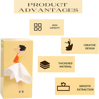 Cartoon Girl Tissue Box,Lady Skirt Tissue Box Cover,Creative Tissue Boxes Holder Cute Lady Skirt Tissue Box for House Bathroom Living Room Bedroom Facial Tissues Office (Yellow)