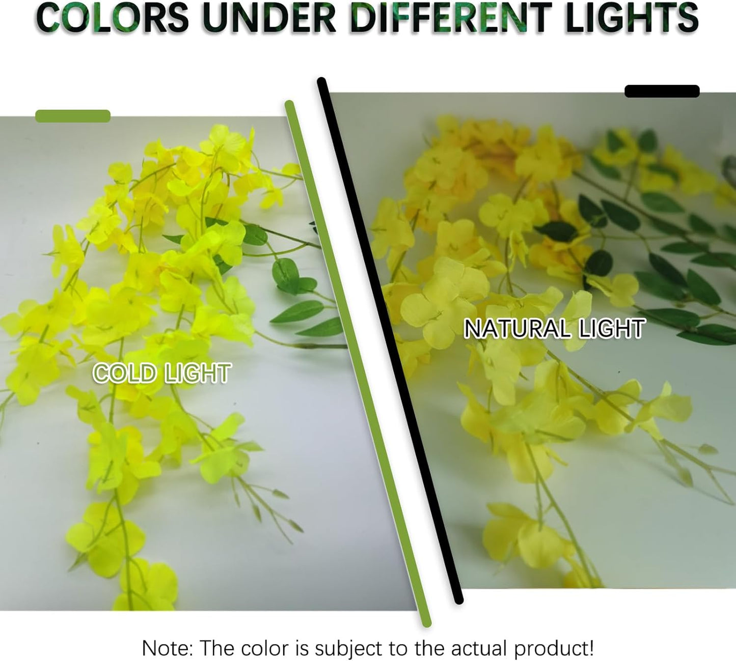5 Pack Yellow Wisteria Hanging Flowers Garland, 3.44 Feet Artificial Flower Vines, Fake Wisteria, Artificial Vines Hanging Garland for Backdrop Outdoor Yard Garden Decor