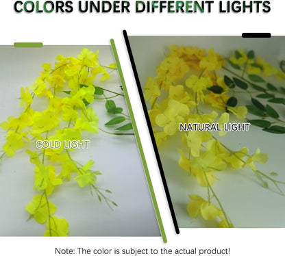 5 Pack Yellow Wisteria Hanging Flowers Garland, 3.44 Feet Artificial Flower Vines, Fake Wisteria, Artificial Vines Hanging Garland for Backdrop Outdoor Yard Garden Decor