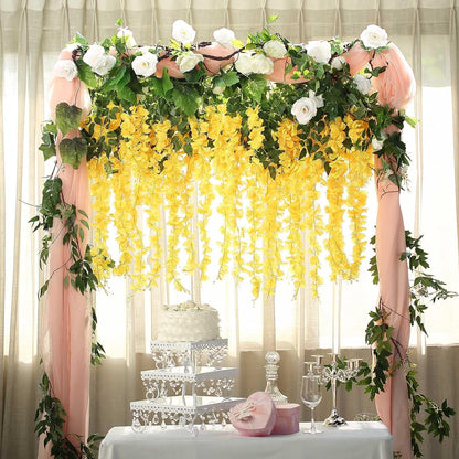 5 Pack Yellow Wisteria Hanging Flowers Garland, 3.44 Feet Artificial Flower Vines, Fake Wisteria, Artificial Vines Hanging Garland for Backdrop Outdoor Yard Garden Decor