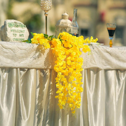5 Pack Yellow Wisteria Hanging Flowers Garland, 3.44 Feet Artificial Flower Vines, Fake Wisteria, Artificial Vines Hanging Garland for Backdrop Outdoor Yard Garden Decor