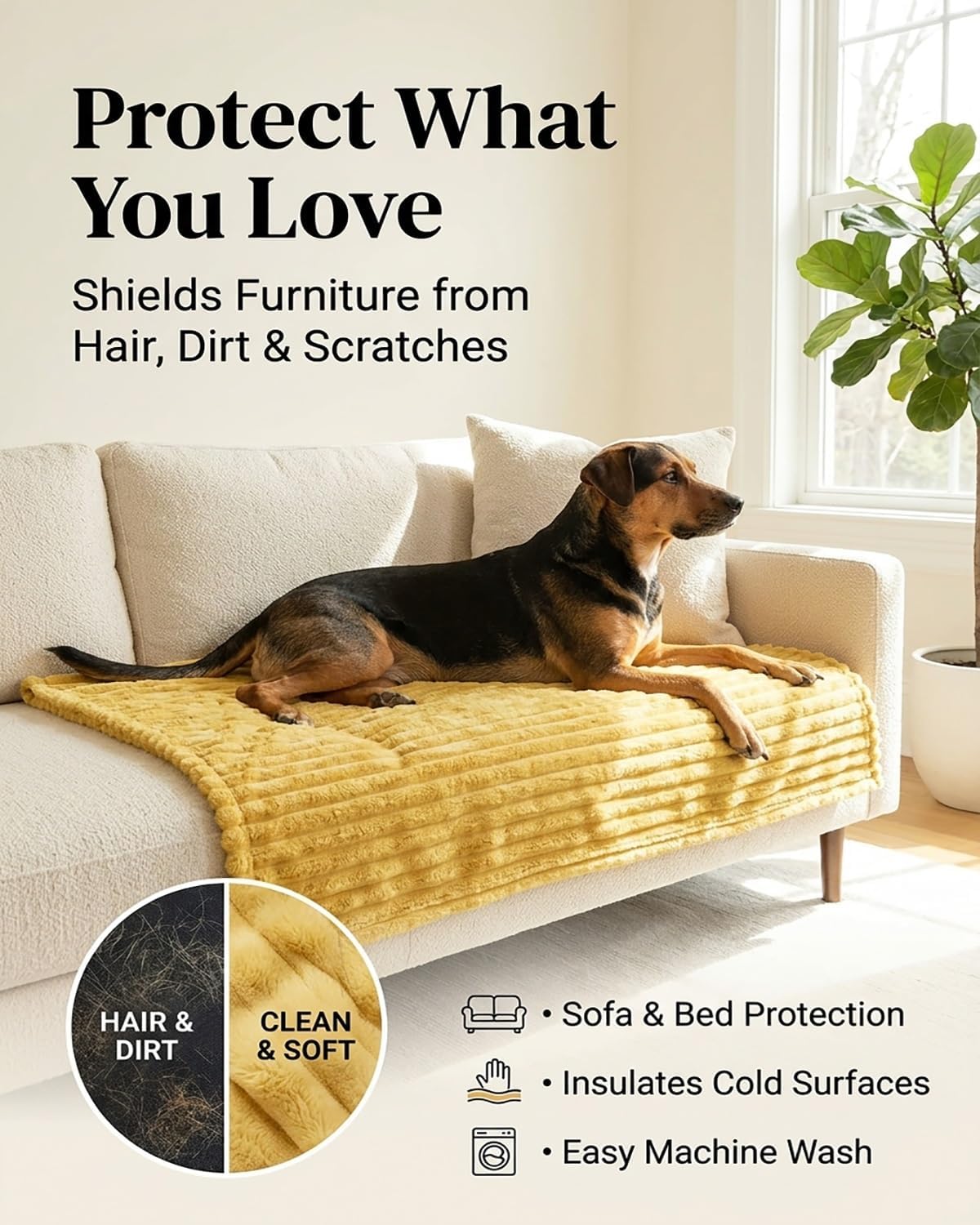 Emotional Support Yellow Dog Blanket for Large Medium Small Dogs Hug Comfort Healing Security Calming Thunder Pet Blankets Throw Rabbit Plush Sofa Bed Puppy Sleeping Mat Gift for Kennel(27"*40")