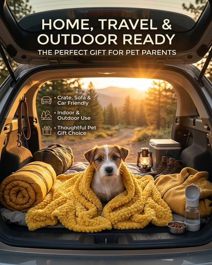 Emotional Support Yellow Dog Blanket for Large Medium Small Dogs Hug Comfort Healing Security Calming Thunder Pet Blankets Throw Rabbit Plush Sofa Bed Puppy Sleeping Mat Gift for Kennel(27"*40")