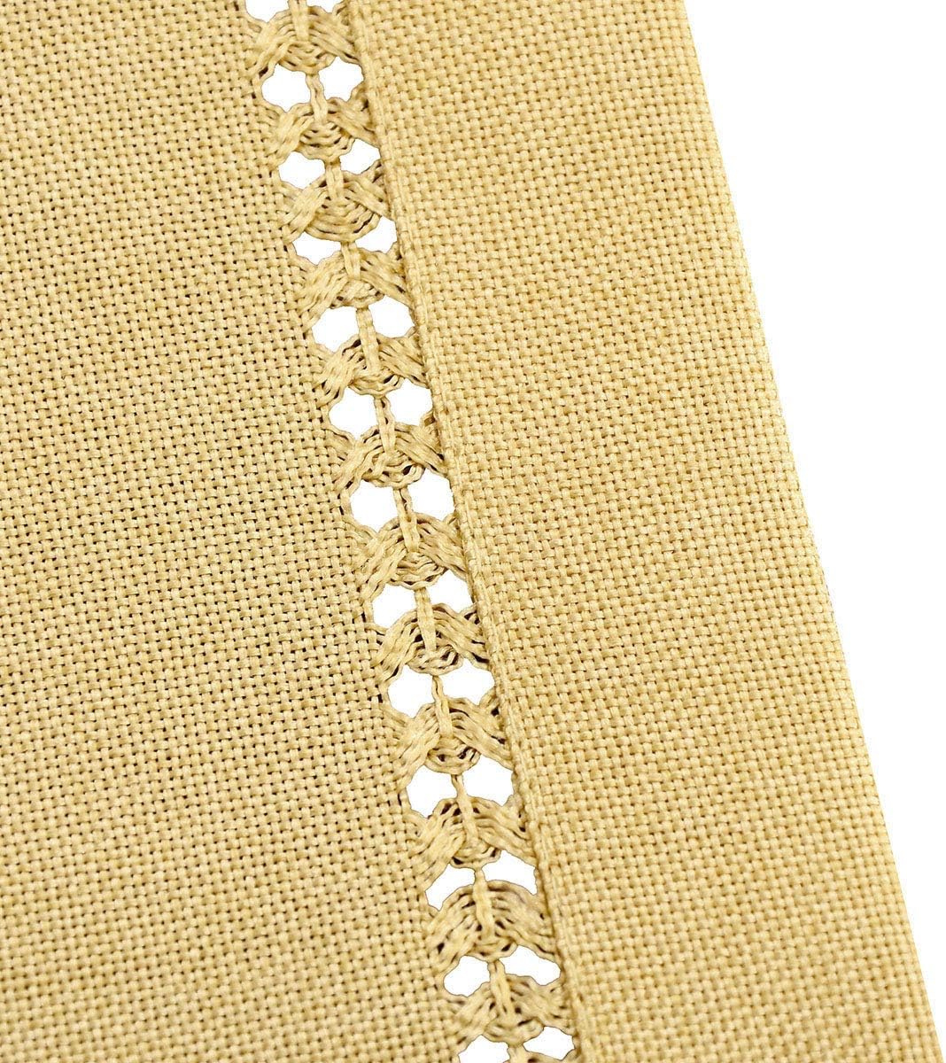 Handcrafted Solid Color Dining Table Runner, Dresser Scarf, Double-Hemstitched (Yellow, 14 x 54)