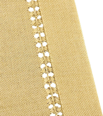 Handcrafted Solid Color Dining Table Runner, Dresser Scarf, Double-Hemstitched (Yellow, 14 x 54)