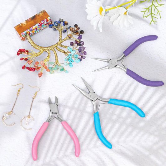 3pcs Jewelry Making Plier Tools with Needle/Chain/Round Nose Pliers and Wire Cutter for Jewelry Repair, Wire Wrapping, Crafts, Jewelry Making Supplies
