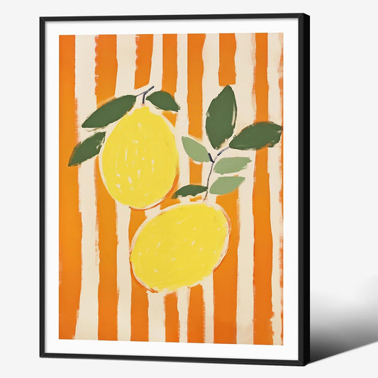 Lemons Kitchen Wall Art Yellow Vintage Minimalist Food Paintings Poster Abstract Cute Modern Canvas Pictures Prints for Dining Room Wall Decor 12X16 inch Unframed