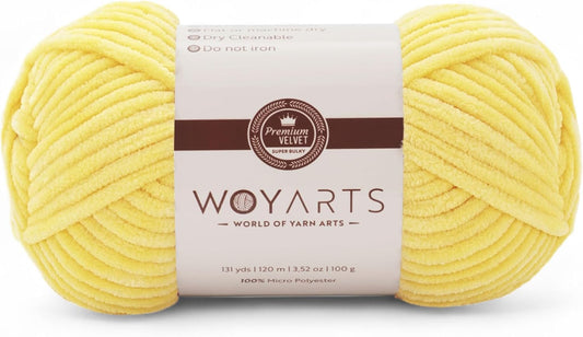 Velvet Yarn – Super Bulky Chunky Chenille Yarn for Crocheting & Knitting, 100g (120m) – Thick, Fluffy & Soft – Perfect for Baby Blanket, Amigurumi, Plush Projects (A-Baby Yellow, 1 Skein)
