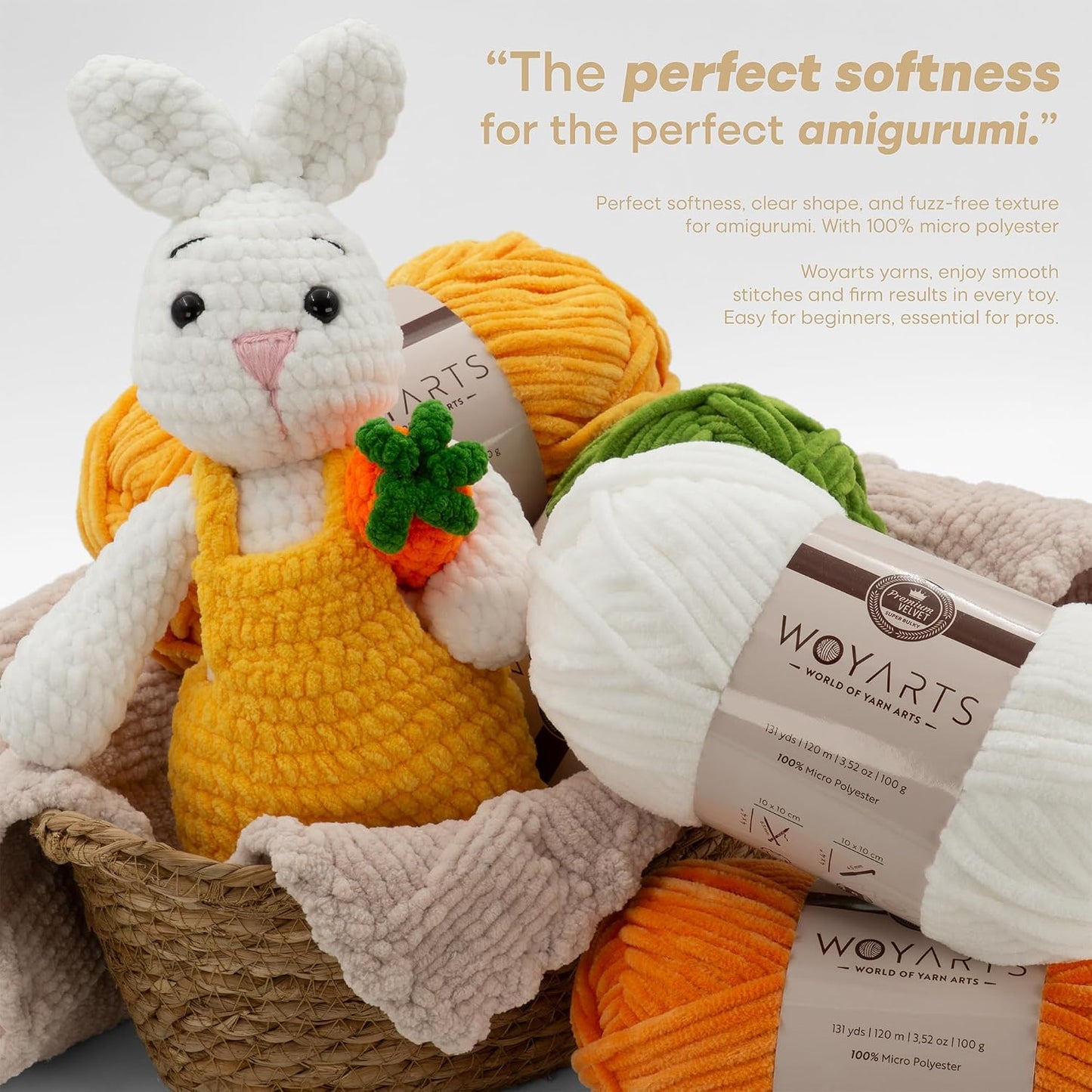 Velvet Yarn – Super Bulky Chunky Chenille Yarn for Crocheting & Knitting, 100g (120m) – Thick, Fluffy & Soft – Perfect for Baby Blanket, Amigurumi, Plush Projects (A-Baby Yellow, 1 Skein)