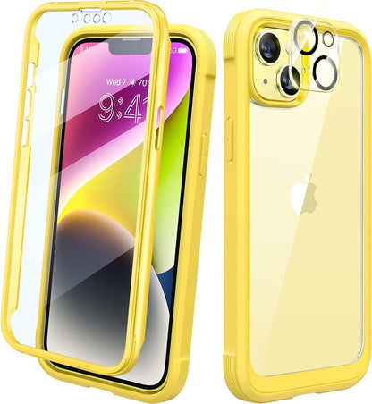 Designed for iPhone 14 Plus Case, Full Body Rugged Case with Built-in Touch Sensitive Anti-Scratch Screen Protector, with Camera Lens Protector for iPhone 14 Plus 6.7" (Lemon Yellow)
