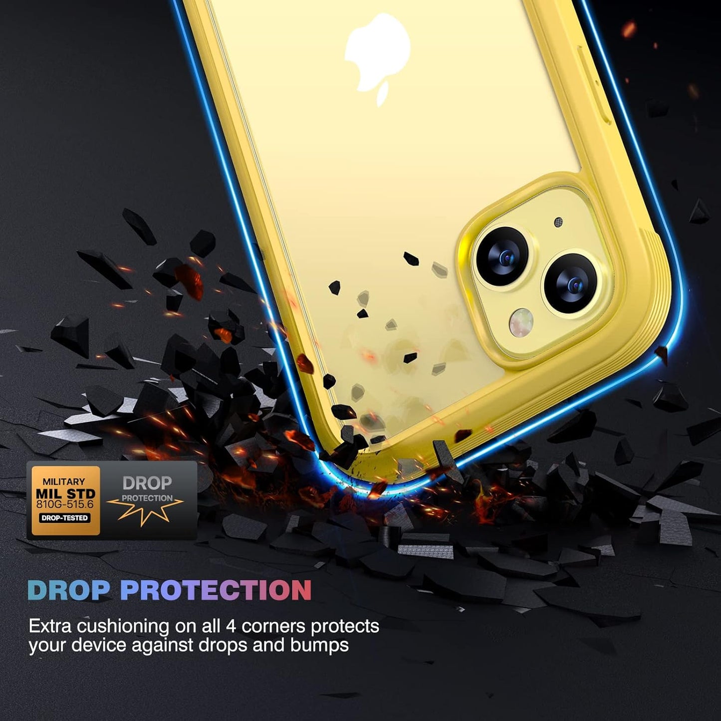 Designed for iPhone 14 Plus Case, Full Body Rugged Case with Built-in Touch Sensitive Anti-Scratch Screen Protector, with Camera Lens Protector for iPhone 14 Plus 6.7" (Lemon Yellow)