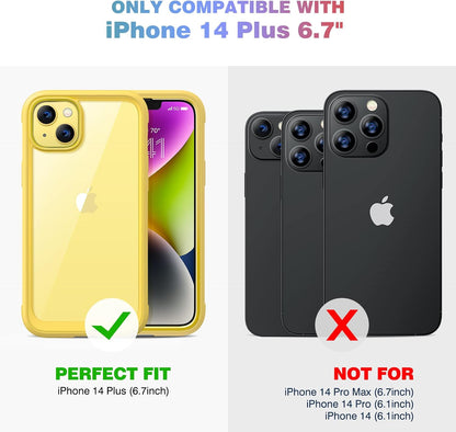 Designed for iPhone 14 Plus Case, Full Body Rugged Case with Built-in Touch Sensitive Anti-Scratch Screen Protector, with Camera Lens Protector for iPhone 14 Plus 6.7" (Lemon Yellow)