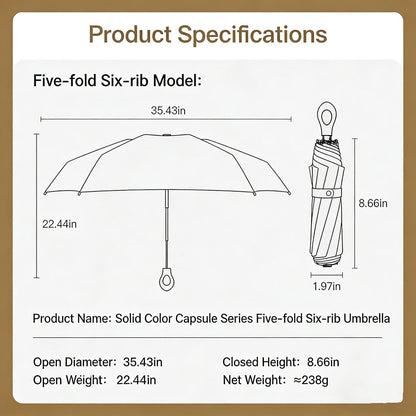 Mini Ring-Handle Sun & Rain - UPF 50+ Compact Manual Umbrella, Unique Color Design, Windproof & Water-Repellent, Ultra-Portable Umbrella for Women and Men