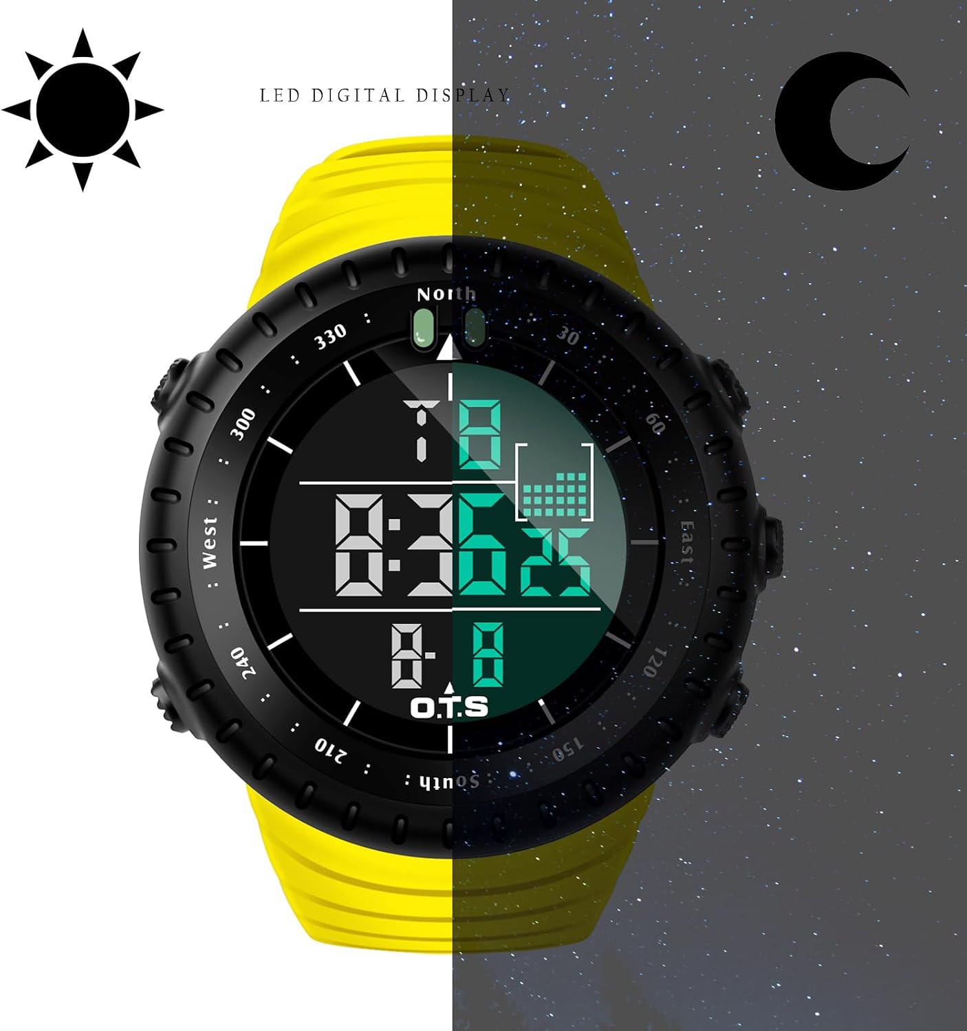 Men's Digital Sports Watch Waterproof Tactical Watch with LED Backlight Watches for Men