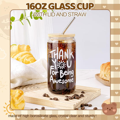 Thank You Gifts for Women, 10PCS Employee Appreciation Gifts for Women Coworkers Teacher Nurse Secretary Boss Friend, Thank You Box with Glass Cup Notebook Cards, Yellow