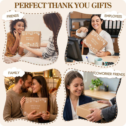 Thank You Gifts for Women, 10PCS Employee Appreciation Gifts for Women Coworkers Teacher Nurse Secretary Boss Friend, Thank You Box with Glass Cup Notebook Cards, Yellow