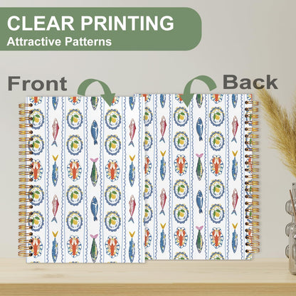 Lemon Lobster Seafood Notebook Journal,Mediterranean Italian Lemon Lobster Hardcover Spiral Notebooks,Italy Themed Notebook Lemons,5.5 x 8.3 Inch