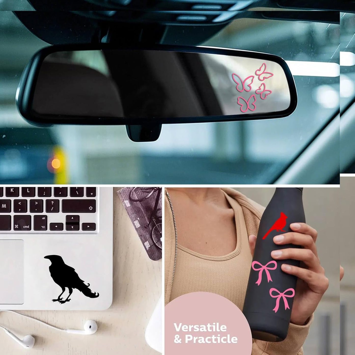 2Pcs Duck Vinyl Sticker and Decal Car Rearview Mirrors Window Decor | Ducks Car Accessories Cute Stickers for Bathroom Decal,Computers,Water Bottle Decal Gifts for Women,Men