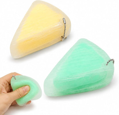 2 PCS Cheese Squishy, Squishy Cheese Yellow & Green Cheese Squishies, Soft Slow Rising Squishy Cheese Shape, 7*5*2.5 cm Fidget Squeeze Relax Reliever for Office Home Travel, Funny Sensory for People