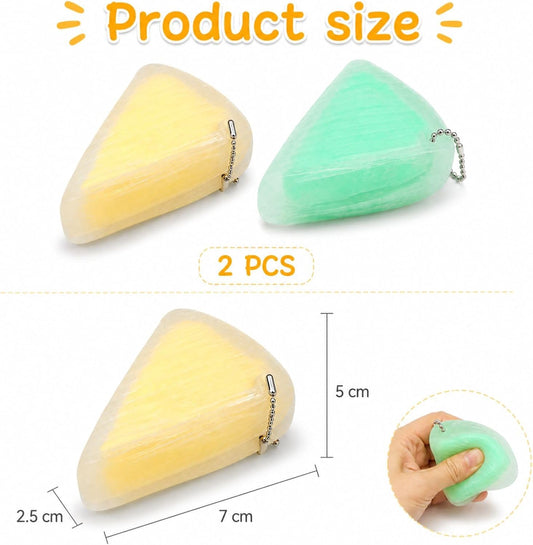 2 PCS Cheese Squishy, Squishy Cheese Yellow & Green Cheese Squishies, Soft Slow Rising Squishy Cheese Shape, 7*5*2.5 cm Fidget Squeeze Relax Reliever for Office Home Travel, Funny Sensory for People