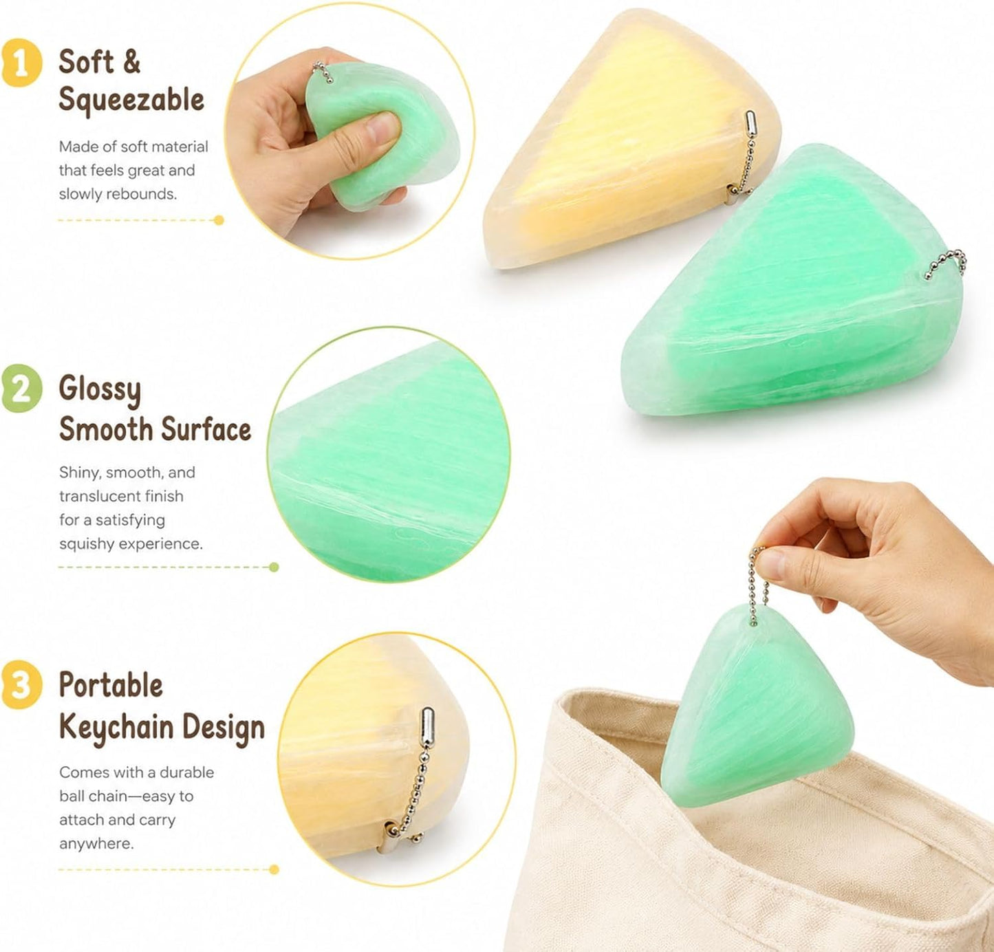 2 PCS Cheese Squishy, Squishy Cheese Yellow & Green Cheese Squishies, Soft Slow Rising Squishy Cheese Shape, 7*5*2.5 cm Fidget Squeeze Relax Reliever for Office Home Travel, Funny Sensory for People