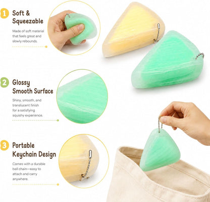 2 PCS Cheese Squishy, Squishy Cheese Yellow & Green Cheese Squishies, Soft Slow Rising Squishy Cheese Shape, 7*5*2.5 cm Fidget Squeeze Relax Reliever for Office Home Travel, Funny Sensory for People