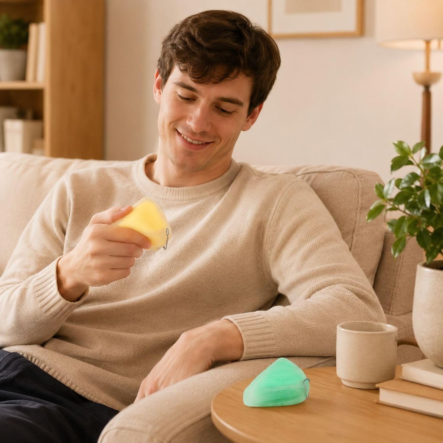 2 PCS Cheese Squishy, Squishy Cheese Yellow & Green Cheese Squishies, Soft Slow Rising Squishy Cheese Shape, 7*5*2.5 cm Fidget Squeeze Relax Reliever for Office Home Travel, Funny Sensory for People
