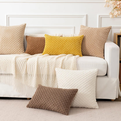 Soft Corduroy 12"x20" Pillow Cover 1 Pack, Mustard Yellow | Boho Stripe Plush Corduroy Decorative Oblong Cushion Cover Modern Farmhouse Home Decor for Sofa Couch Bed Chair