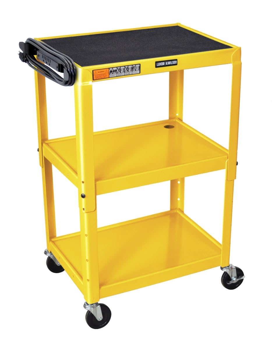 LUXOR UCMT1-YW Adjustable-Height Steel Utility Cart - Yellow