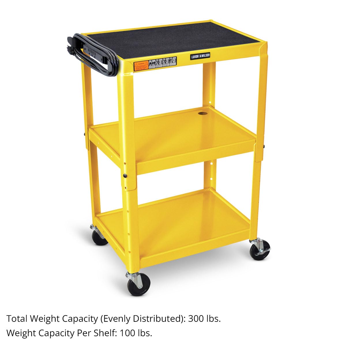 LUXOR UCMT1-YW Adjustable-Height Steel Utility Cart - Yellow