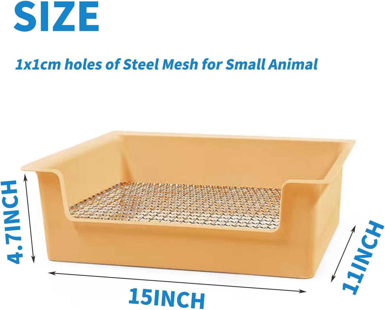 Litter Box Rabbit, Bunny Potty Pan, 1cm Steel Grate with Tray | 39 x 29 x 12 cm box with 1 cm steel mesh keeps paws above waste; removable tray lifts out for quick daily cleaning