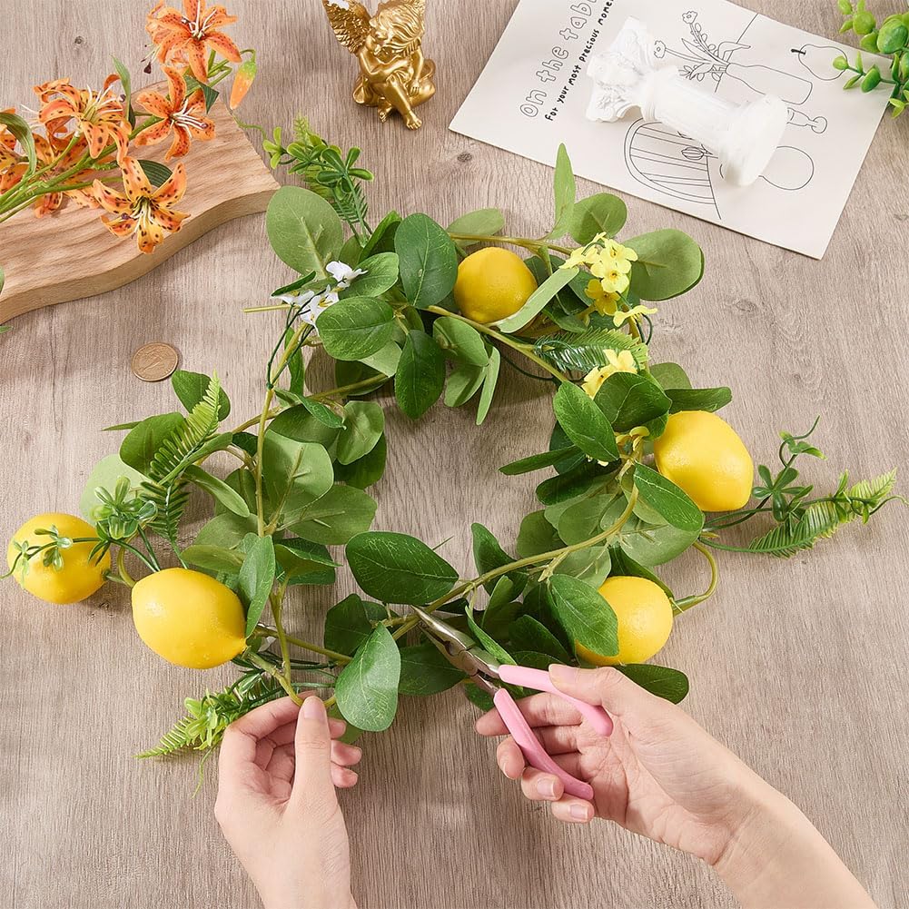 1Pcs Artificial Lemon Garland 6.1 Ft Yellow Lemon Vines Lemons Vine Garland with Greenery Summer False Fruit Garlands Floral Garlands Decoration for Door Wall Home Party Wedding Décor