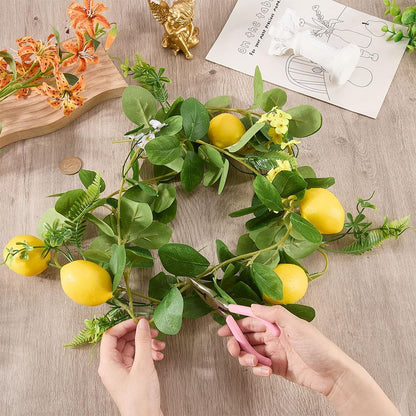 1Pcs Artificial Lemon Garland 6.1 Ft Yellow Lemon Vines Lemons Vine Garland with Greenery Summer False Fruit Garlands Floral Garlands Decoration for Door Wall Home Party Wedding Décor