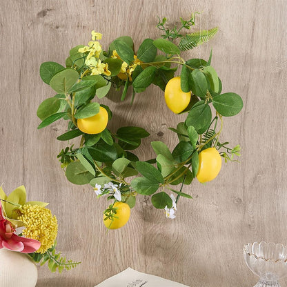 1Pcs Artificial Lemon Garland 6.1 Ft Yellow Lemon Vines Lemons Vine Garland with Greenery Summer False Fruit Garlands Floral Garlands Decoration for Door Wall Home Party Wedding Décor