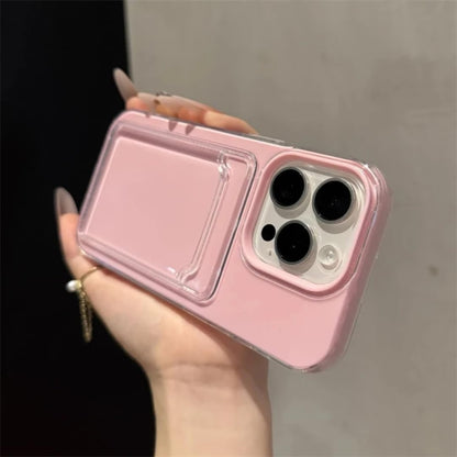 for iPhone 16 2in1 Card Holder Slot Wallet Photo Pocket Clear Candy Color Case TPU+pc Shockproof Cover(for iPhone 16/Cream Yellow)