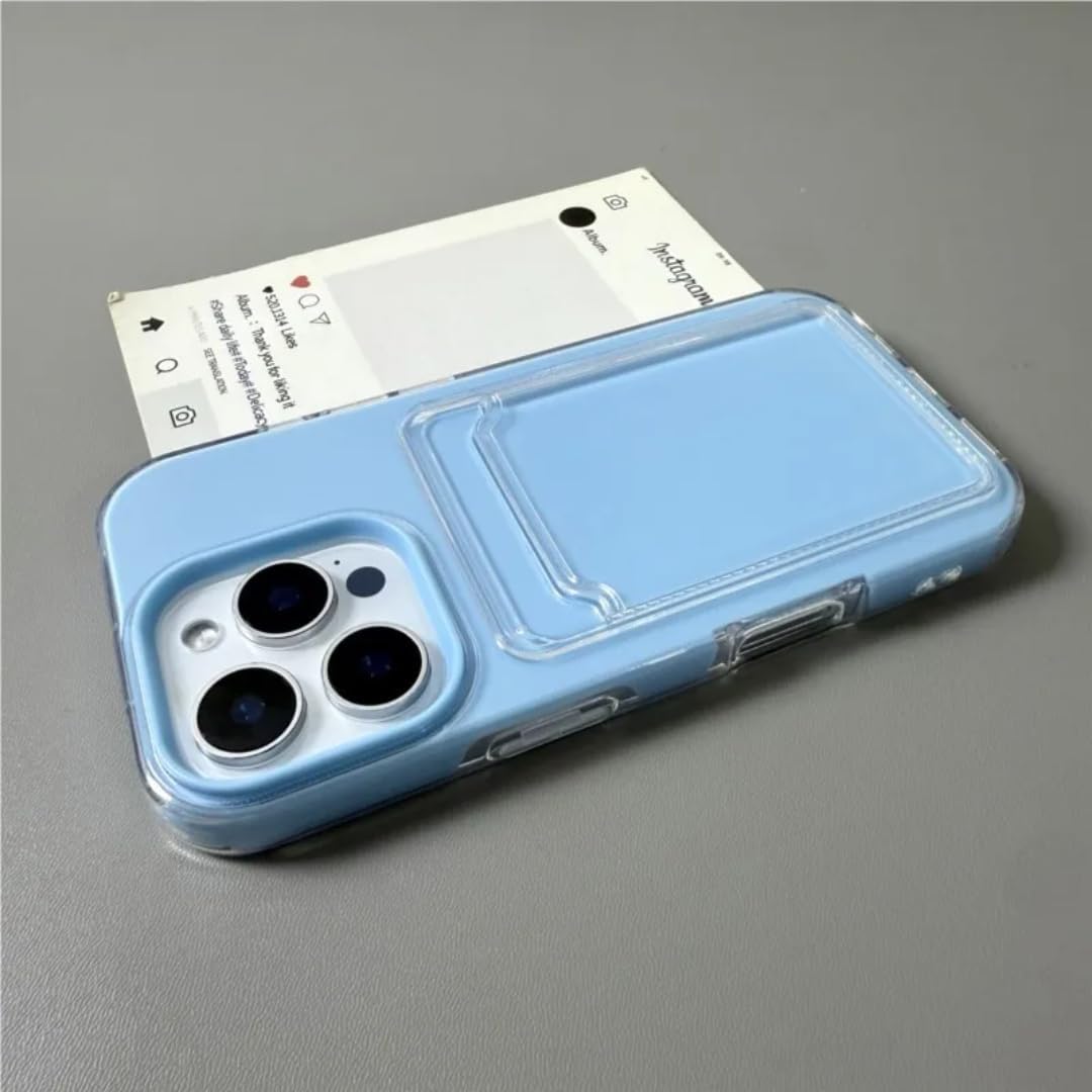 for iPhone 16 2in1 Card Holder Slot Wallet Photo Pocket Clear Candy Color Case TPU+pc Shockproof Cover(for iPhone 16/Cream Yellow)