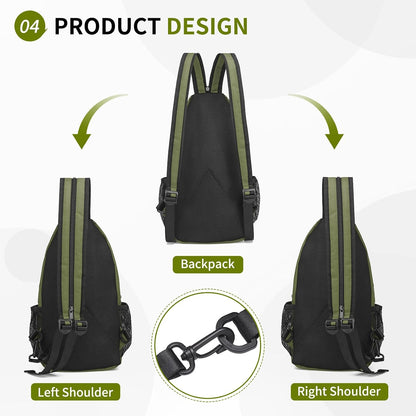 Convertible Sling Bag for Women Men Fit for 7.9" Tablet Yellow | Lightweight Mini Crossbody Backpack Daypack Anti-theft with Water Bottle Holder for Casual Travel Sport Hiking
