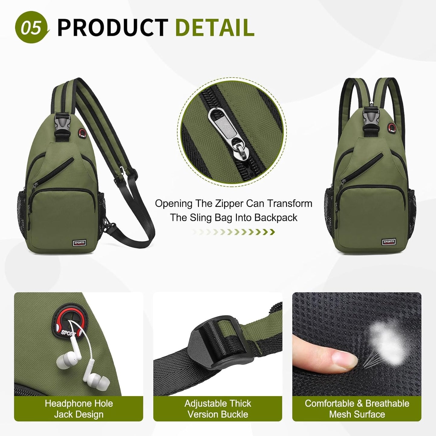 Convertible Sling Bag for Women Men Fit for 7.9" Tablet Yellow | Lightweight Mini Crossbody Backpack Daypack Anti-theft with Water Bottle Holder for Casual Travel Sport Hiking