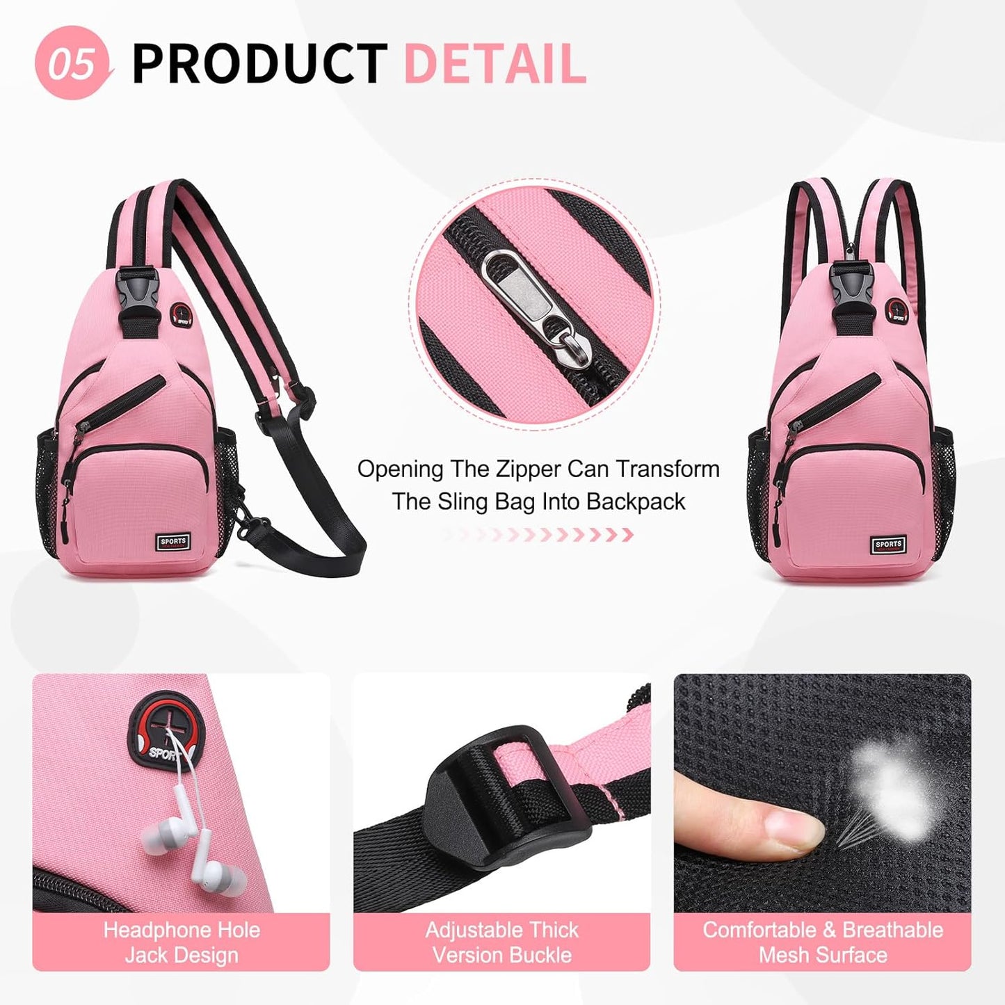 Convertible Sling Bag for Women Men Fit for 7.9" Tablet Yellow | Lightweight Mini Crossbody Backpack Daypack Anti-theft with Water Bottle Holder for Casual Travel Sport Hiking
