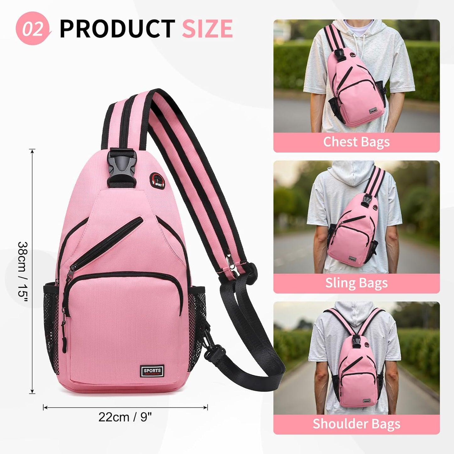 Convertible Sling Bag for Women Men Fit for 7.9" Tablet Yellow | Lightweight Mini Crossbody Backpack Daypack Anti-theft with Water Bottle Holder for Casual Travel Sport Hiking