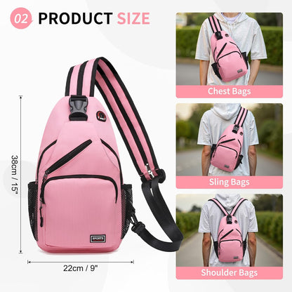 Convertible Sling Bag for Women Men Fit for 7.9" Tablet Yellow | Lightweight Mini Crossbody Backpack Daypack Anti-theft with Water Bottle Holder for Casual Travel Sport Hiking