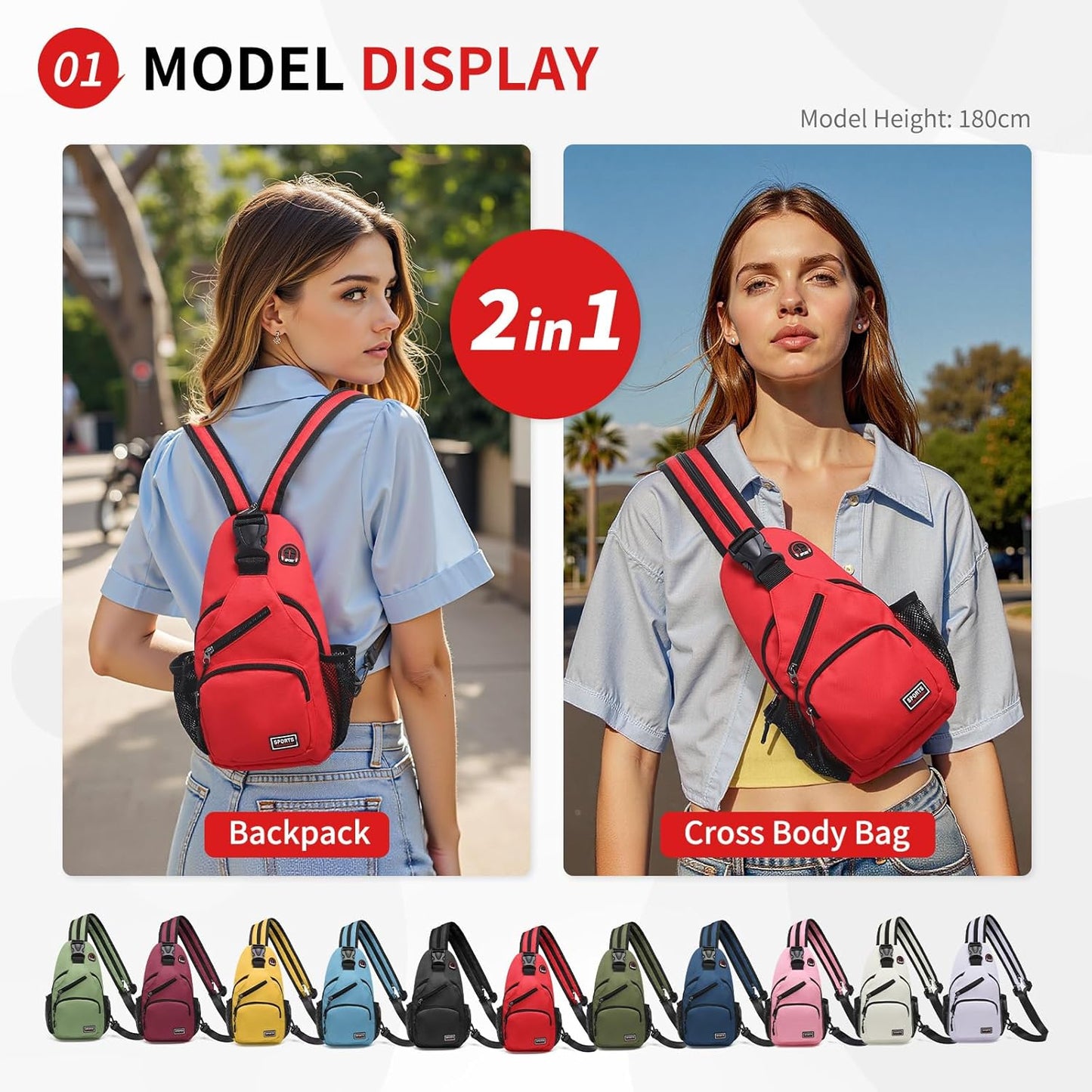 Convertible Sling Bag for Women Men Fit for 7.9" Tablet Yellow | Lightweight Mini Crossbody Backpack Daypack Anti-theft with Water Bottle Holder for Casual Travel Sport Hiking