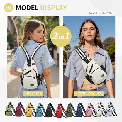 Convertible Sling Bag for Women Men Fit for 7.9" Tablet Yellow | Lightweight Mini Crossbody Backpack Daypack Anti-theft with Water Bottle Holder for Casual Travel Sport Hiking