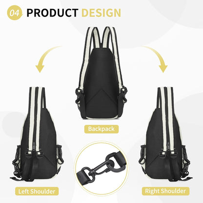 Convertible Sling Bag for Women Men Fit for 7.9" Tablet Yellow | Lightweight Mini Crossbody Backpack Daypack Anti-theft with Water Bottle Holder for Casual Travel Sport Hiking