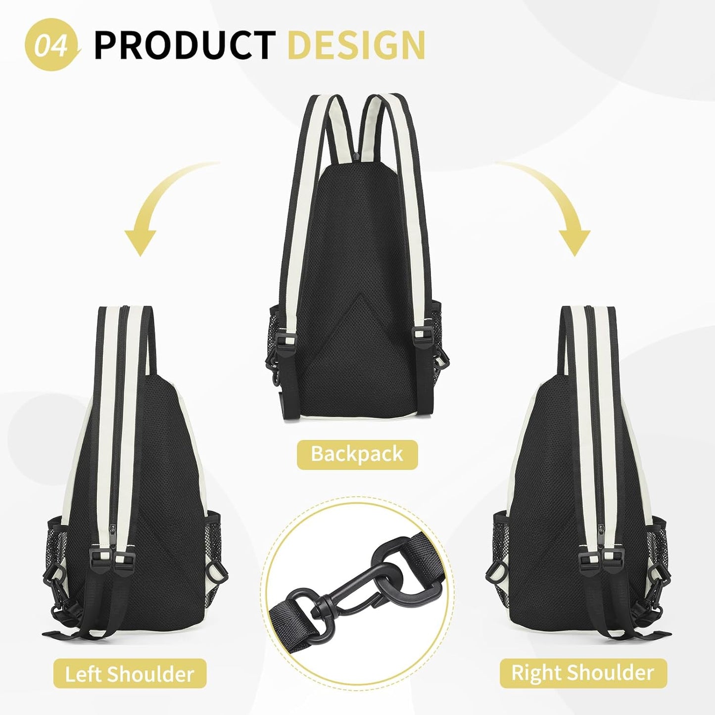 Convertible Sling Bag for Women Men Fit for 7.9" Tablet Yellow | Lightweight Mini Crossbody Backpack Daypack Anti-theft with Water Bottle Holder for Casual Travel Sport Hiking