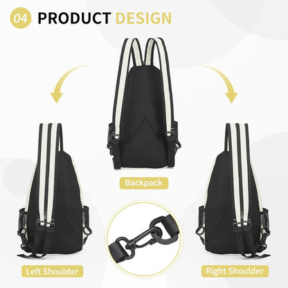 Convertible Sling Bag for Women Men Fit for 7.9" Tablet Yellow | Lightweight Mini Crossbody Backpack Daypack Anti-theft with Water Bottle Holder for Casual Travel Sport Hiking