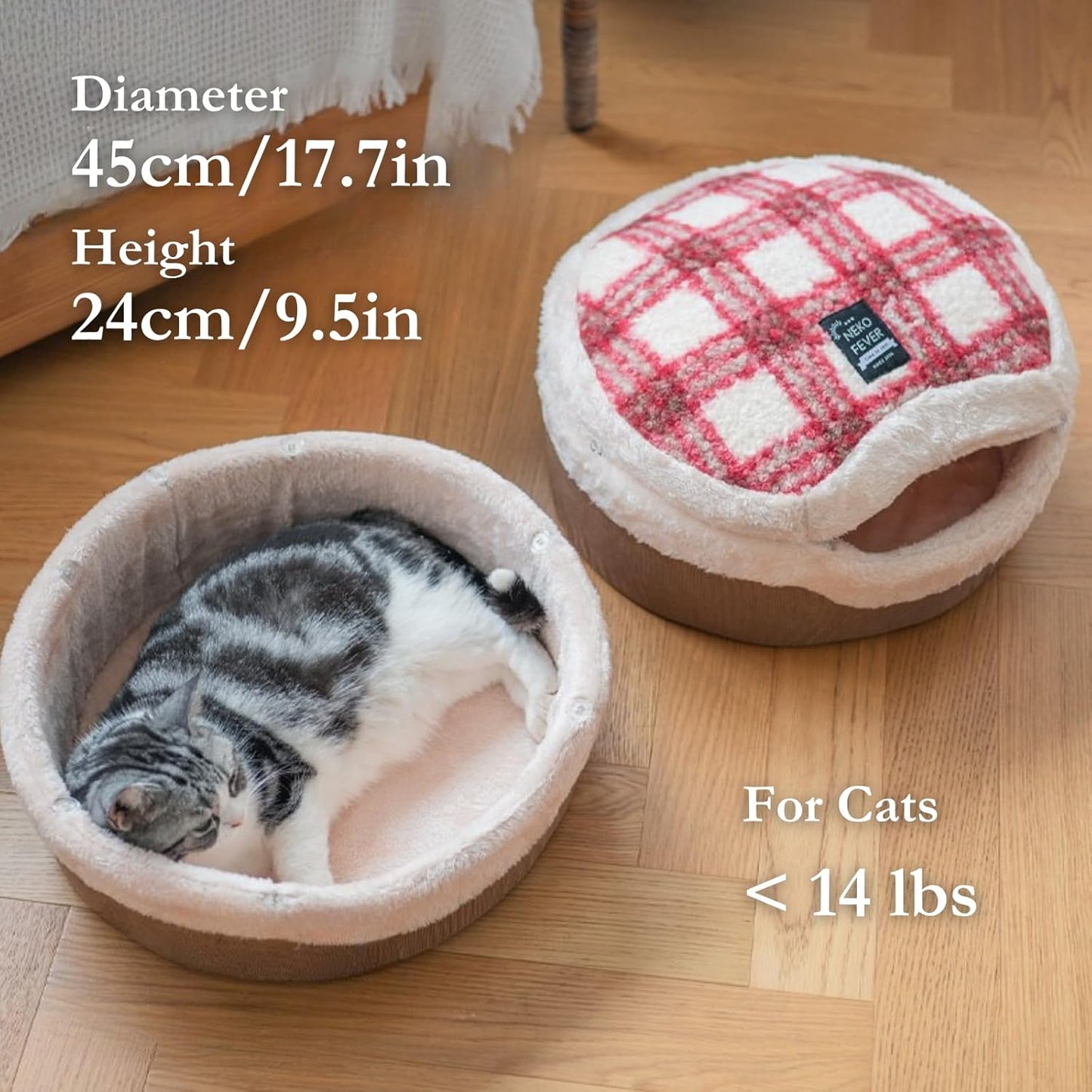 Cat Bed Cave - Enclosed Hideaway with Detachable Lid for Kitten (Yellow) | Covered round house, Removable top, Separate liner, Cozy privacy nook, Apartment-friendly shelter, Easy cleaning setup