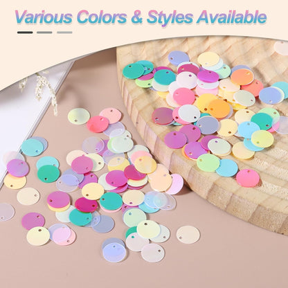 Flat Round Sequins, 2100Pcs 10mm/0.4 Inch Loose Paillettes AB Yellow Craft Sewing Sequins with Single Side Hole for DIY, Embroidery Clothing, Jewelry Making