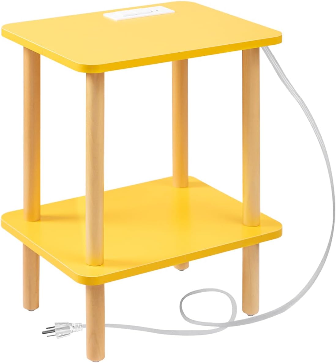 End Table Nightstand with USB Ports and Outlets | Clean Scandinavian-inspired design, USB &outlets, lightweight and portable, scratch-resistant coating, holds up to 50 lbs